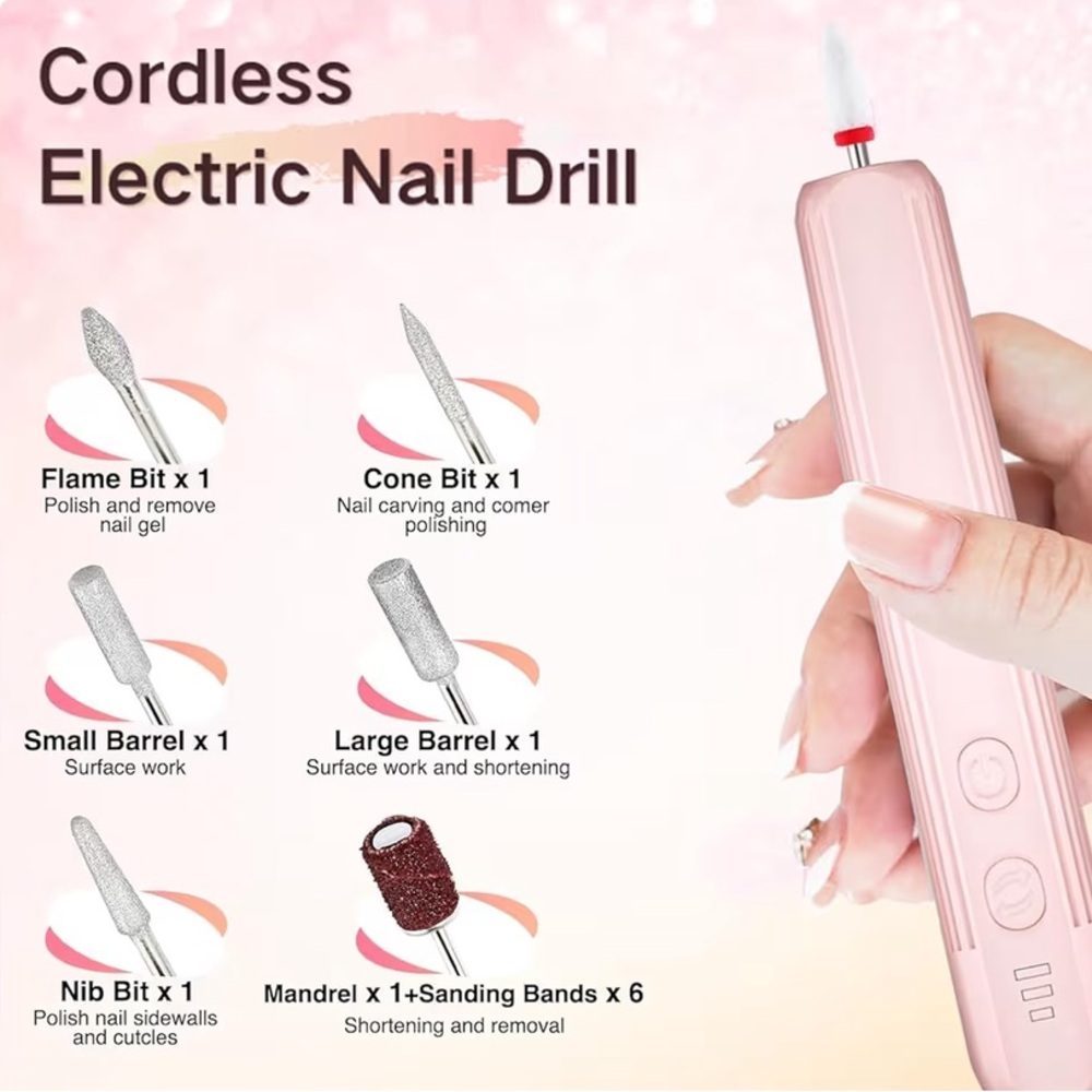 Pink Electric Nail File Set - Picture 2 of 4